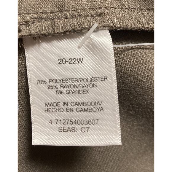Sears Classic Elements Woman Ponte Pant Elastic Waist Olive 20-22W Short NWT - Picture 4 of 6